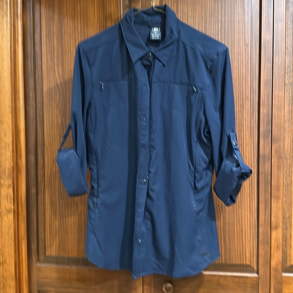 REI women’s small button down blouse, navy